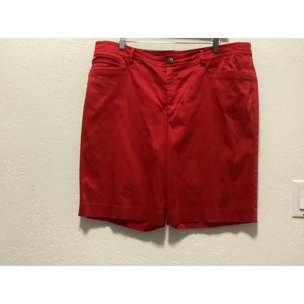 Lauren Ralph Lauren‎ Shorts Womens 16 Red Cotton Blend Chino Bermuda Zip Pocket